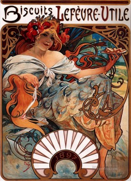 アルフォンス・ミュシャ Painting - ビスケット ルフェーブルユーティーレ 1896 リト チェコ アール ヌーボー独特のアルフォンス ミュシャ